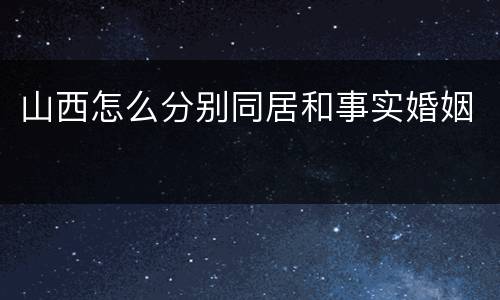山西怎么分别同居和事实婚姻