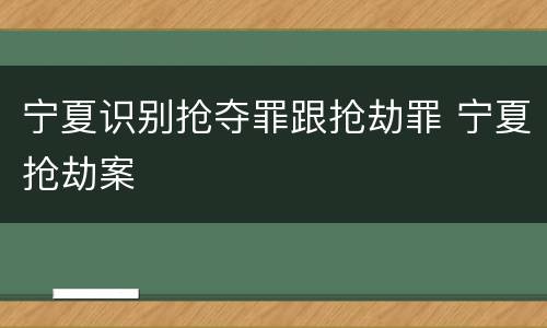宁夏识别抢夺罪跟抢劫罪 宁夏抢劫案
