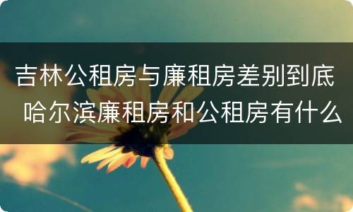 吉林公租房与廉租房差别到底 哈尔滨廉租房和公租房有什么区别