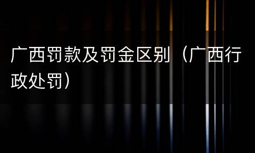 广西罚款及罚金区别（广西行政处罚）