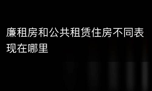 廉租房和公共租赁住房不同表现在哪里