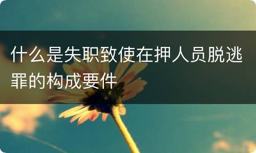 什么是失职致使在押人员脱逃罪的构成要件