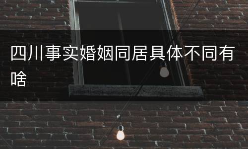 四川事实婚姻同居具体不同有啥