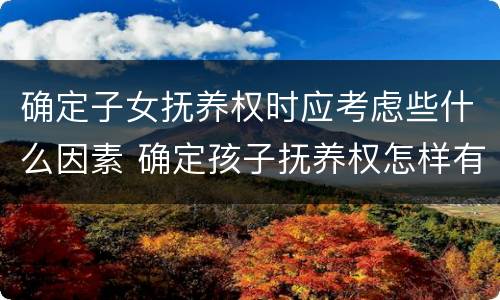 确定子女抚养权时应考虑些什么因素 确定孩子抚养权怎样有效