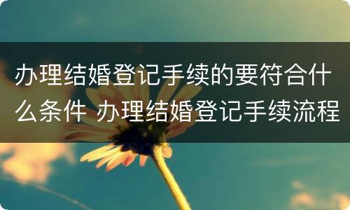 办理结婚登记手续的要符合什么条件 办理结婚登记手续流程