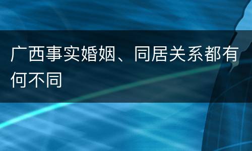 广西事实婚姻、同居关系都有何不同