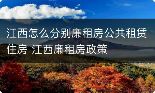 江西怎么分别廉租房公共租赁住房 江西廉租房政策