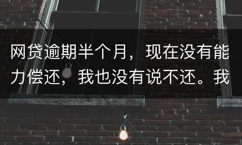 网贷逾期半个月，现在没有能力偿还，我也没有说不还。我该怎么做