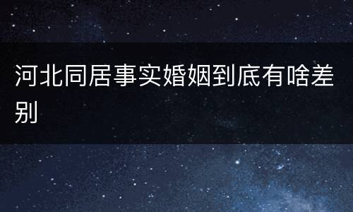 河北同居事实婚姻到底有啥差别