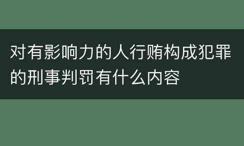 对有影响力的人行贿构成犯罪的刑事判罚有什么内容