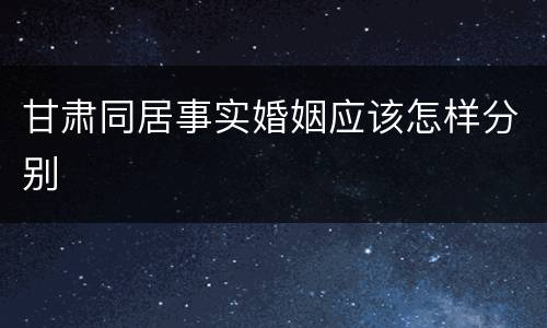甘肃同居事实婚姻应该怎样分别