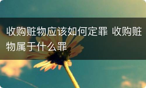 收购赃物应该如何定罪 收购赃物属于什么罪