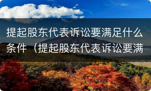 提起股东代表诉讼要满足什么条件（提起股东代表诉讼要满足什么条件才能起诉）