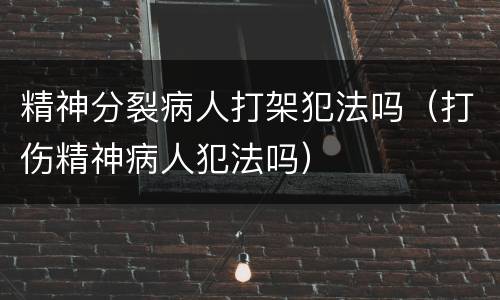 精神分裂病人打架犯法吗（打伤精神病人犯法吗）