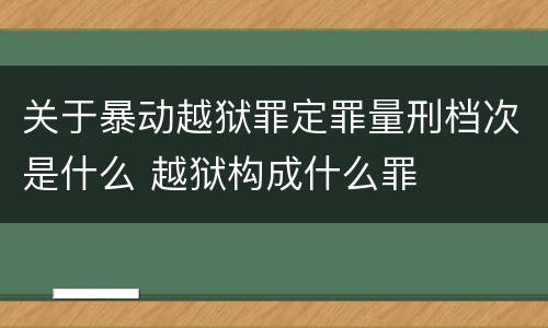 关于暴动越狱罪定罪量刑档次是什么 越狱构成什么罪