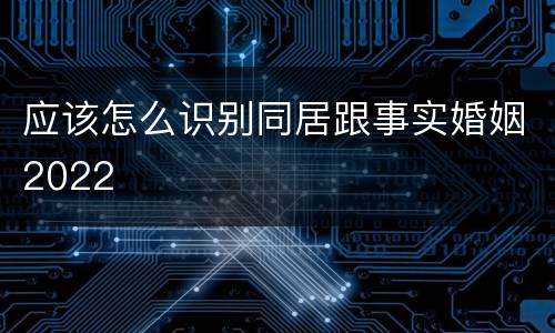 应该怎么识别同居跟事实婚姻2022
