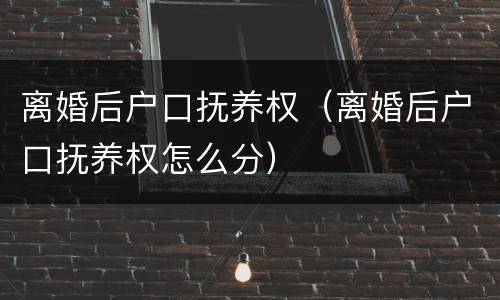 离婚后户口抚养权（离婚后户口抚养权怎么分）