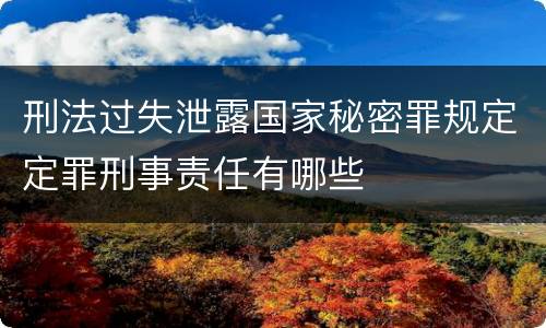 刑法过失泄露国家秘密罪规定定罪刑事责任有哪些