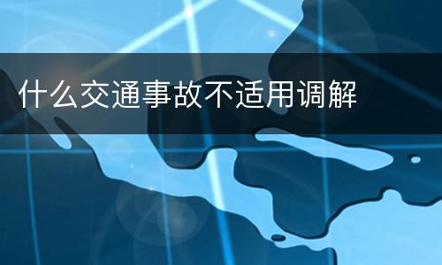 什么交通事故不适用调解