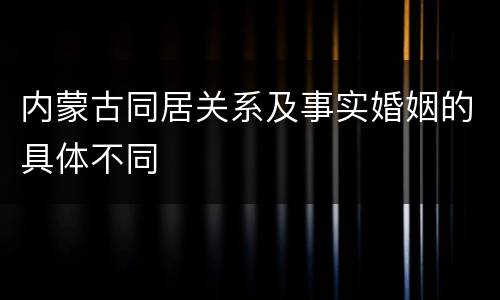 内蒙古同居关系及事实婚姻的具体不同
