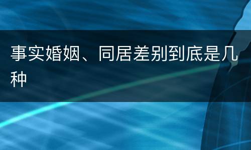 事实婚姻、同居差别到底是几种
