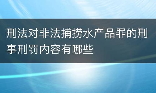 刑法对非法捕捞水产品罪的刑事刑罚内容有哪些