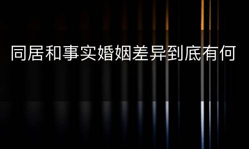 同居和事实婚姻差异到底有何