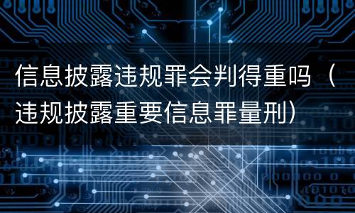 信息披露违规罪会判得重吗（违规披露重要信息罪量刑）