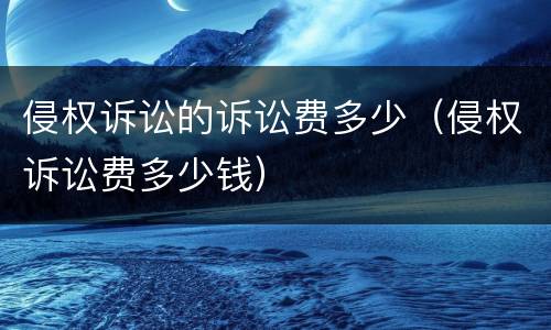 侵权诉讼的诉讼费多少（侵权诉讼费多少钱）