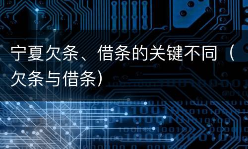 宁夏欠条、借条的关键不同（欠条与借条）