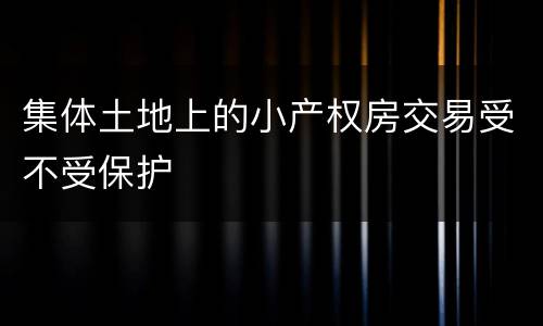 集体土地上的小产权房交易受不受保护