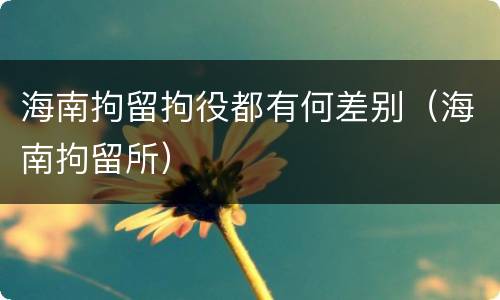 海南拘留拘役都有何差别（海南拘留所）