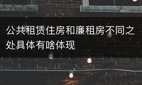公共租赁住房和廉租房不同之处具体有啥体现