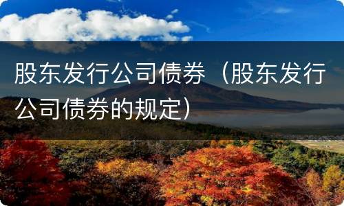 股东发行公司债券（股东发行公司债券的规定）