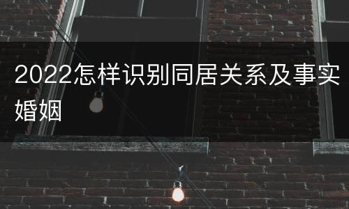 2022怎样识别同居关系及事实婚姻