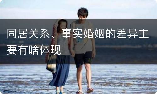 同居关系、事实婚姻的差异主要有啥体现