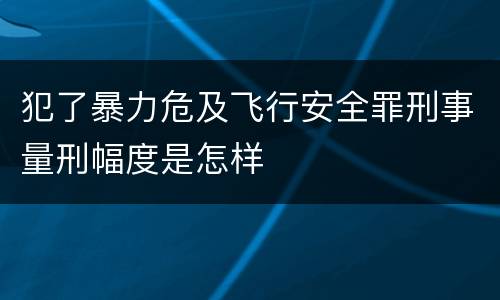 犯了暴力危及飞行安全罪刑事量刑幅度是怎样