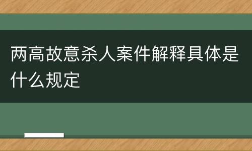 两高故意杀人案件解释具体是什么规定