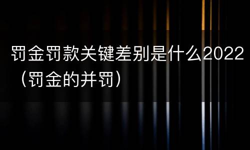罚金罚款关键差别是什么2022（罚金的并罚）