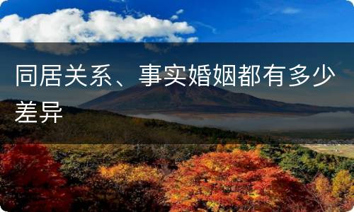 同居关系、事实婚姻都有多少差异
