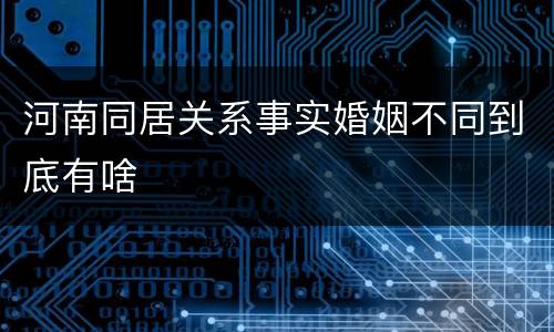 河南同居关系事实婚姻不同到底有啥