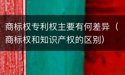 商标权专利权主要有何差异（商标权和知识产权的区别）