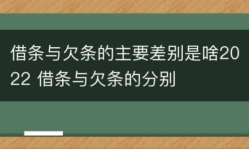 借条与欠条的主要差别是啥2022 借条与欠条的分别