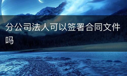 分公司法人可以签署合同文件吗