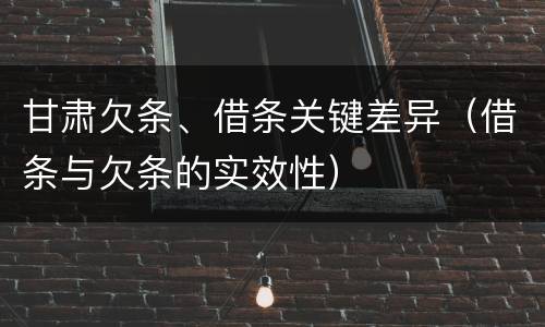 甘肃欠条、借条关键差异（借条与欠条的实效性）