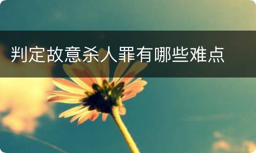 判定故意杀人罪有哪些难点