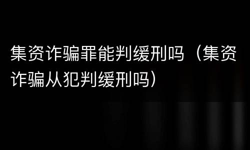集资诈骗罪能判缓刑吗（集资诈骗从犯判缓刑吗）