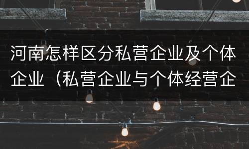 河南怎样区分私营企业及个体企业（私营企业与个体经营企业的区别）