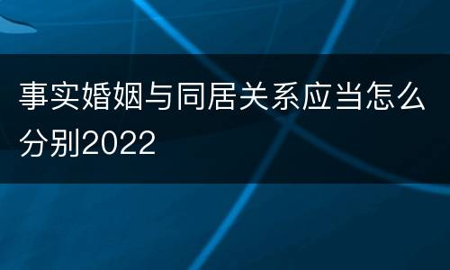 事实婚姻与同居关系应当怎么分别2022
