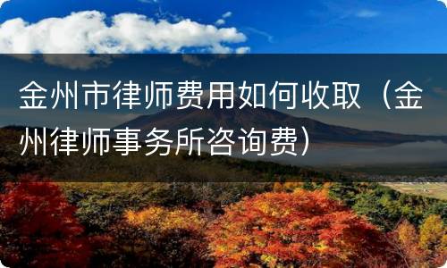 金州市律师费用如何收取（金州律师事务所咨询费）